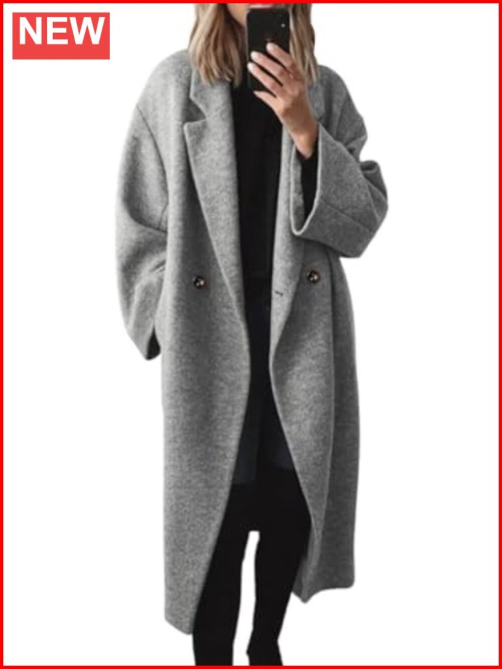 Wool Blend Long Overcoat